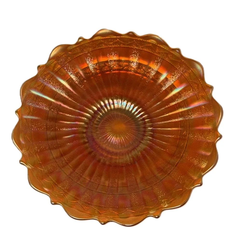 Fenton‎ Stippled Rays with Scale Band Marigold Carnival Glass Plate Antique 7